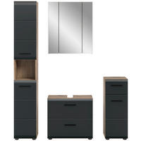 Badezimmer-Set Ice Nox Oak Nachbildung schwarz matt B/H/T: ca. 150x185x30 cm Ice - schwarz (150,00/185,00/30,00cm) - xonox.home