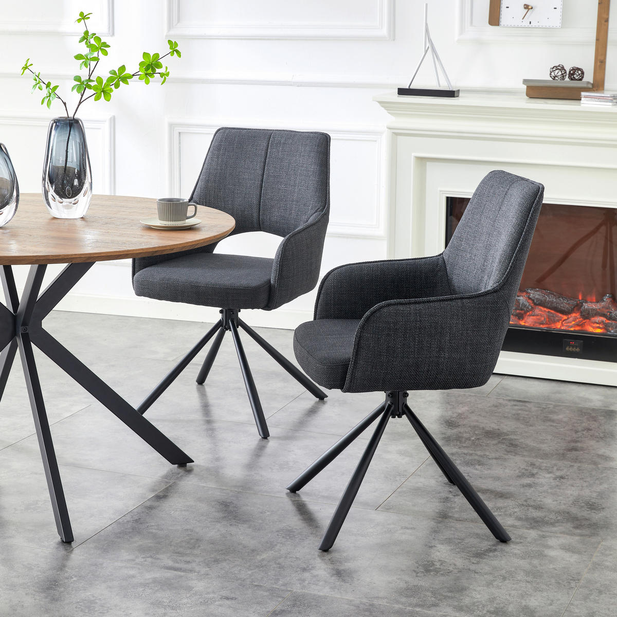 Drehstuhl JANA, 2er Set anthrazit schwarz B/H/T: ca. 57x91x64 cm JANA, 2er Set - schwarz/anthrazit (57,00/91,00/64,00cm) - xonox.home