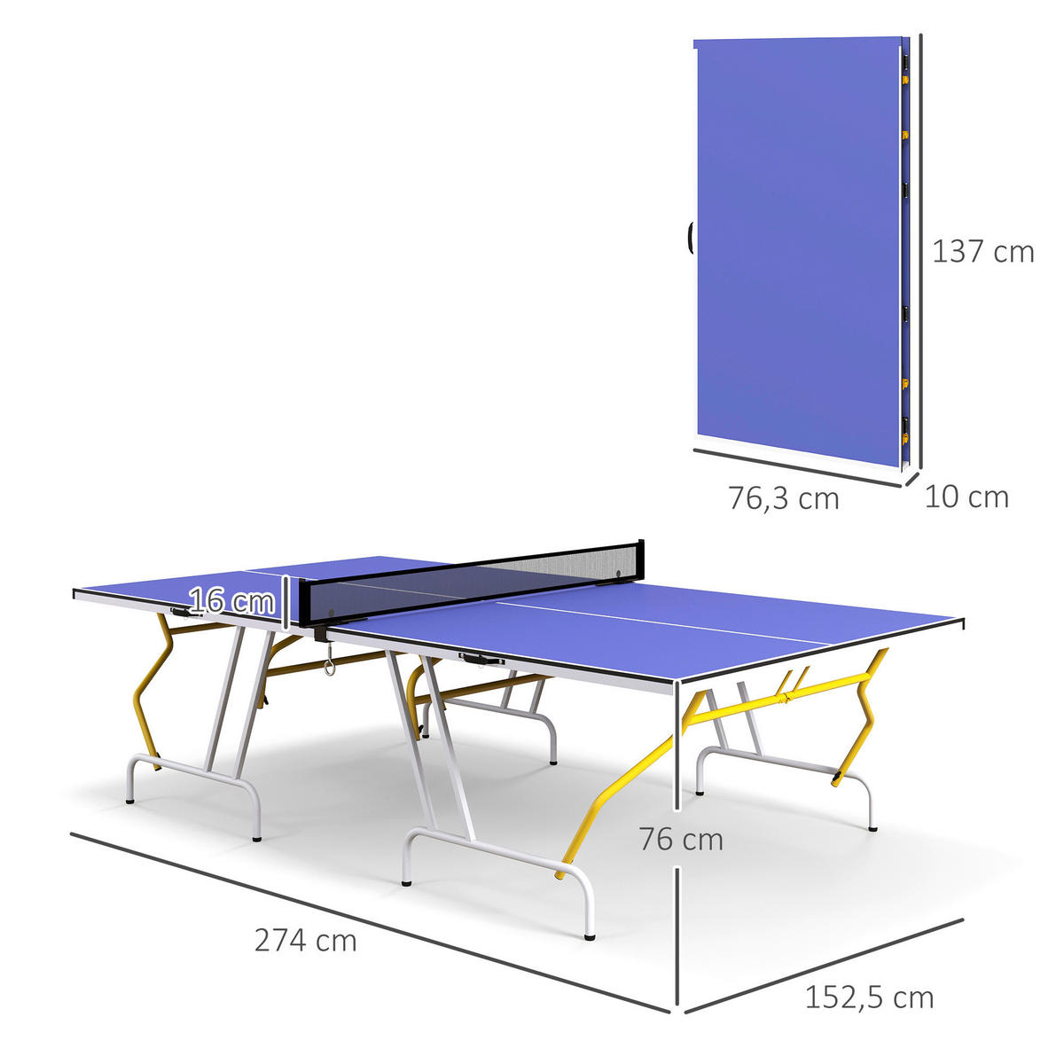 SPORTNOW Tischtennisplatte blau Stahl B/H/L: ca. 152,5x76x274 cm Tischtennisplatte - blau (274,00/152,50/76,00cm) - SPORTNOW