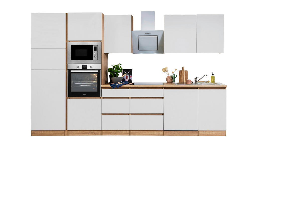 Respekta Küchenblock Premium weiß matt B/H/T: ca. 345x220,5x60 cm Premium - Eiche/weiß (345,00/220,50/60,00cm) - Respekta