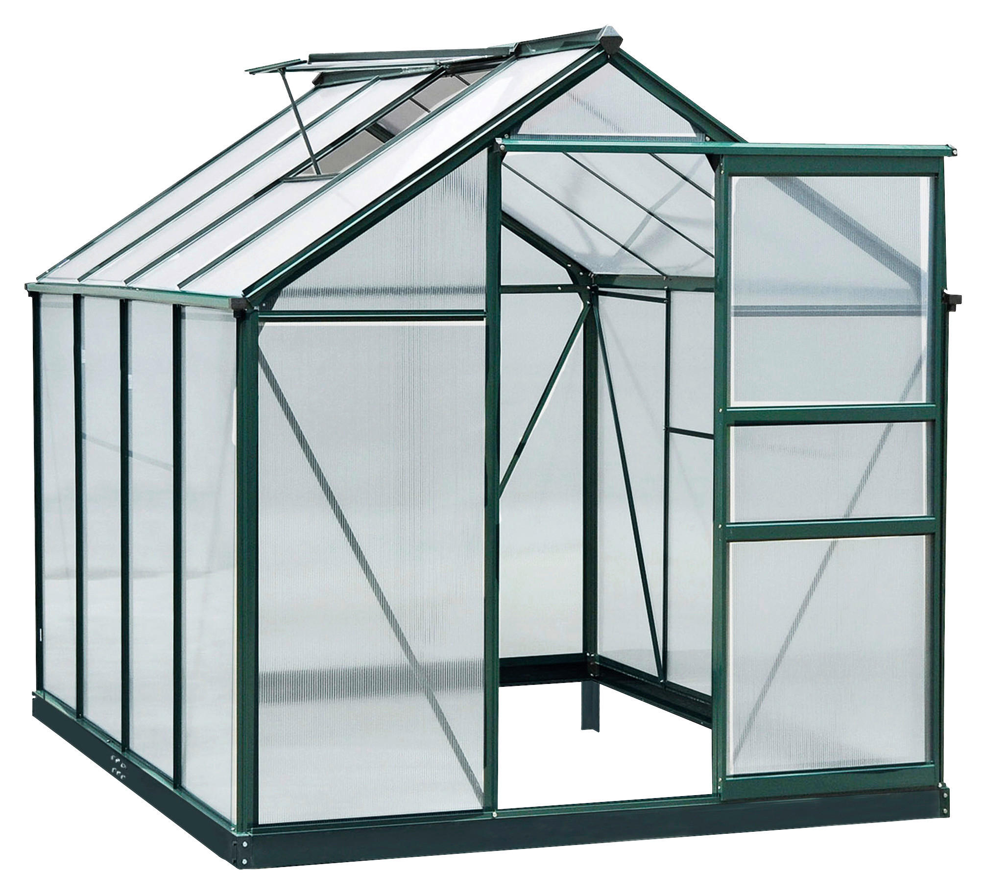 Outsunny Gewächshaus B/H/L: ca. 252x201x190 cm Gewächshaus - grün/transparent (190,00/252,00/201,00cm) - Outsunny