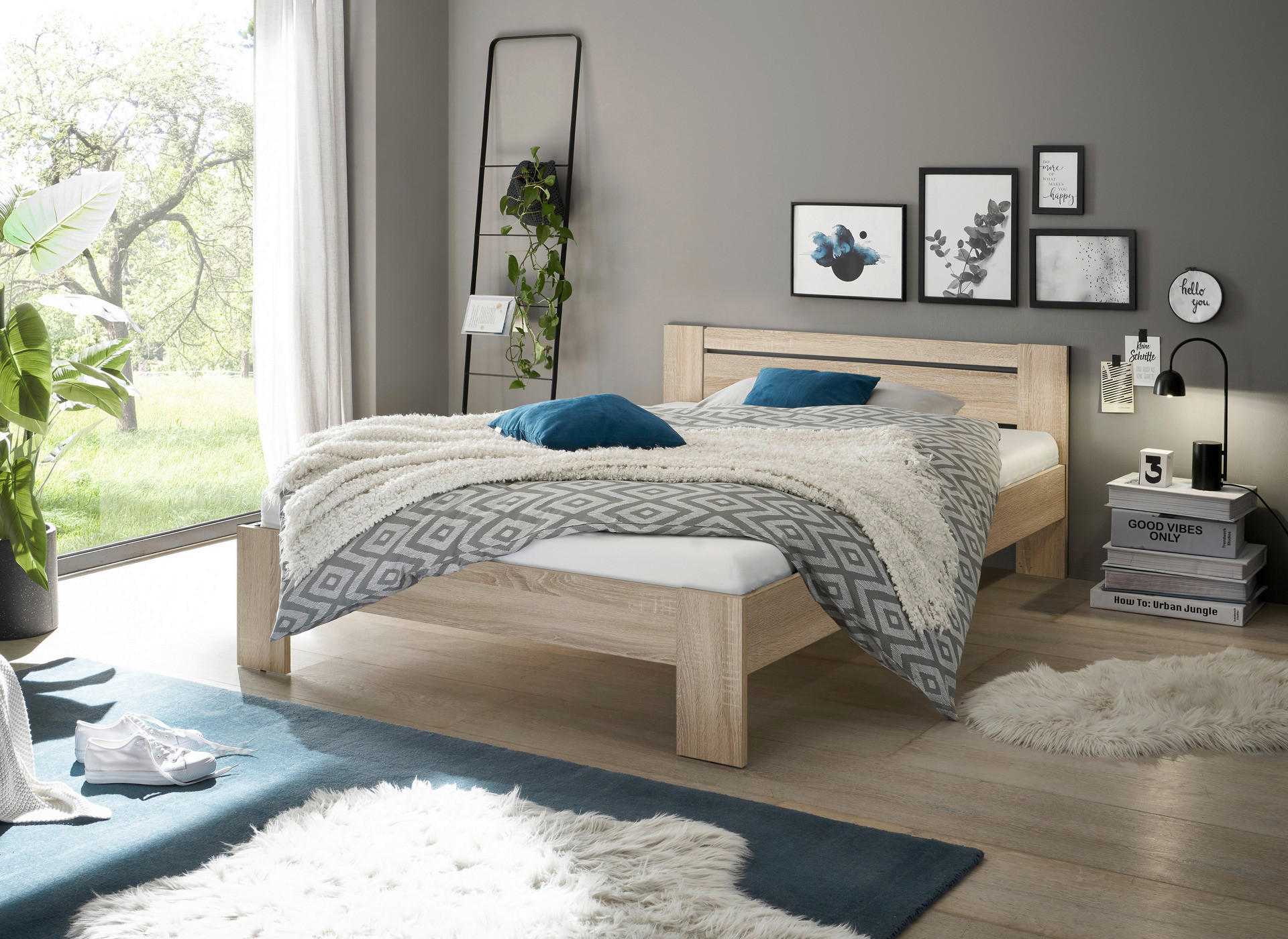 Futonbett Cannes Eiche Sonoma Nachbildung Liegefläche B/L: ca. 140x200 cm Cannes - Eiche (145,00/71,00/204,00cm)