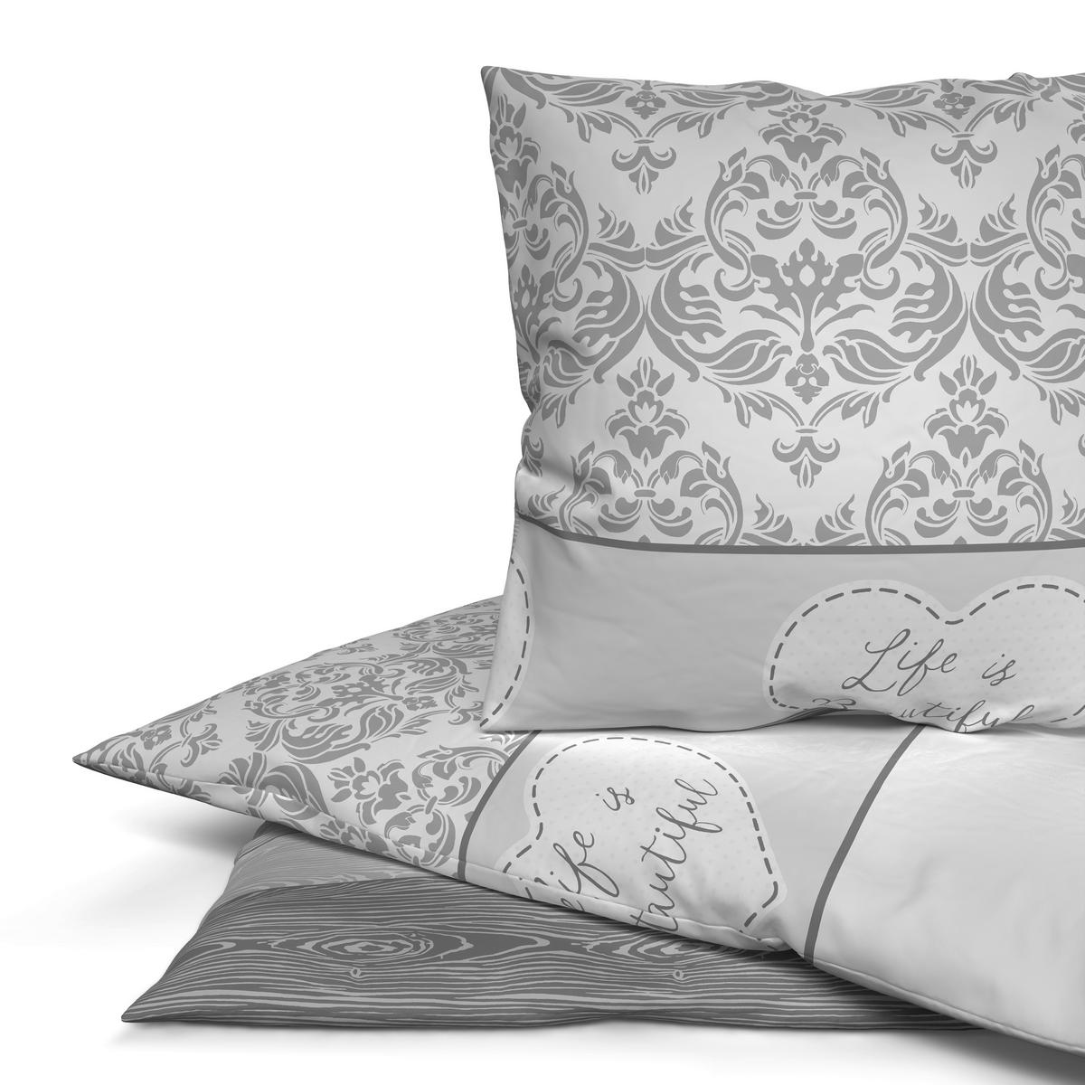 Baumwoll Bettwäsche Renforce Bettwäsche_Renforce_Beautiful-Life - silber (135,00/200,00cm)