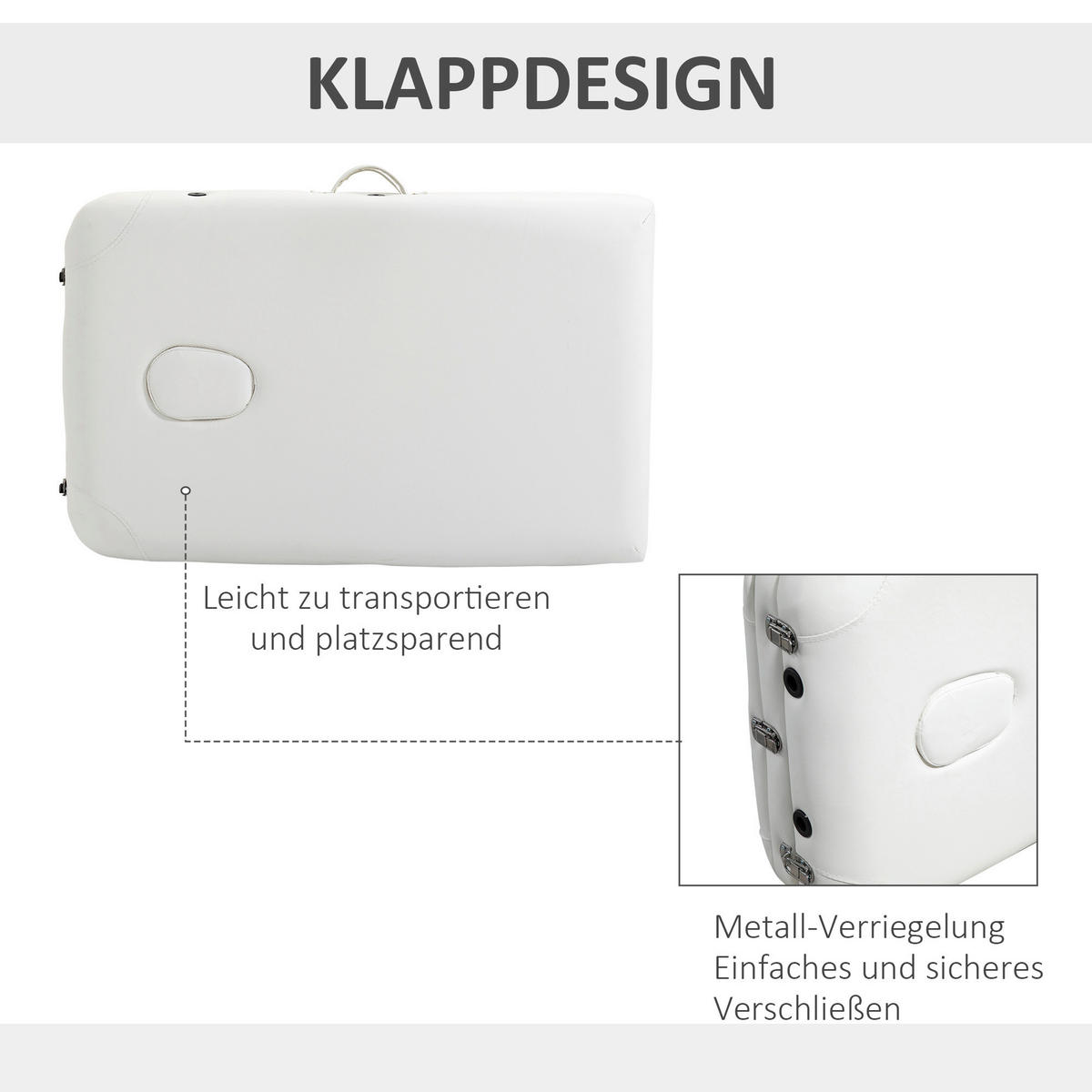 HOMCOM Massageliege weiß PVC B/H/L: ca. 60x215x84 cm Massageliege - weiß (84,00/60,00/215,00cm) - HOMCOM