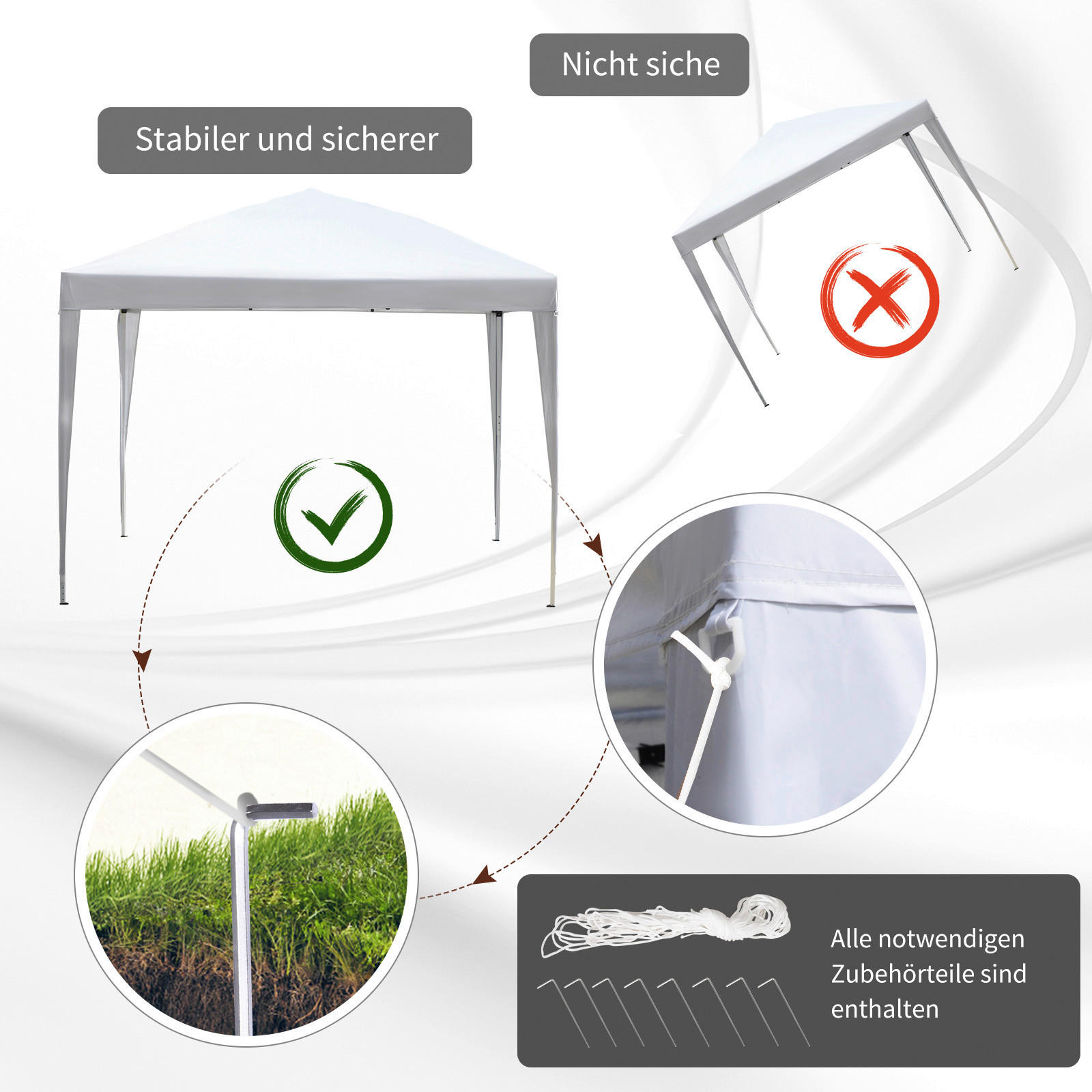 Thumbnail - Outsunny Faltpavillon weiß Stoff B/H/L: ca. 295x255x295 cm