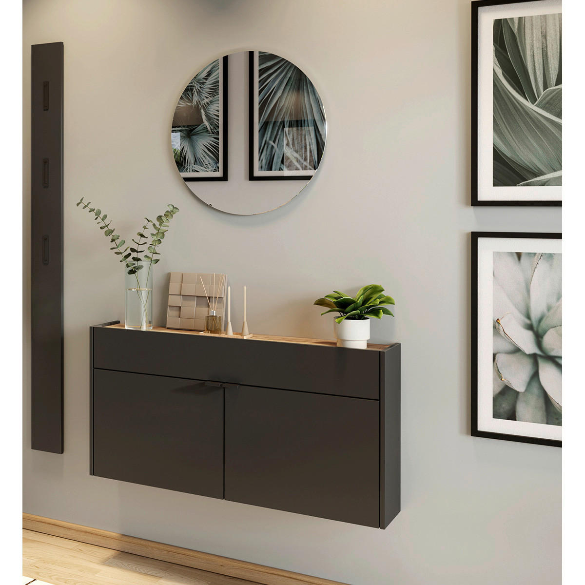 Garderobe 7939-549 B/H/T: ca. 140x200x22 cm 7939-549 - Eiche/Graphit (140,00/200,00/22,00cm) - Germania