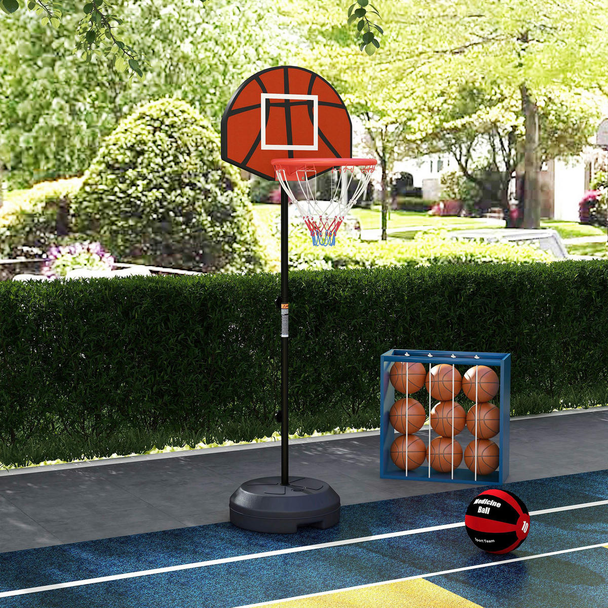 SPORTNOW Basketballständer braun Stahl B/H/L: ca. 38x179x38 cm Basketballständer - braun/schwarz (38,00/38,00/179,00cm) - SPORTNOW