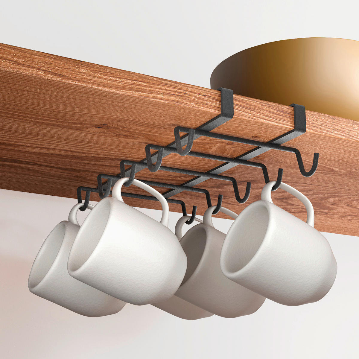 Metaltex Tassen/Becherhalter mattschwarz Metall B/H/L: ca. 14x6x28 cm Tassen-Becherhalter_MyMug_Lava - mattschwarz (28,00/14,00/6,00cm) - Metaltex