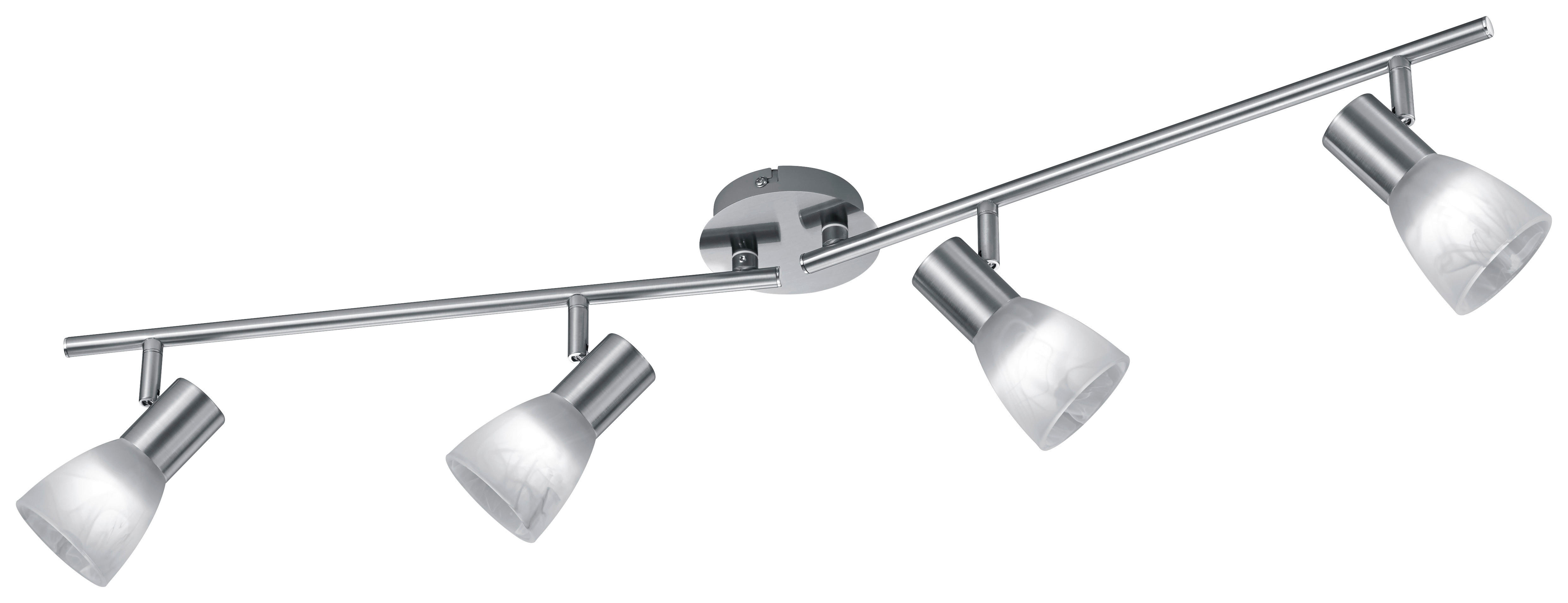 Reality Spotbalken R82231407 nickel matt weiß Metall Glas B/H/T: ca. 90x19x11 cm E14 4 Brennstellen Visto - weiß/nickel matt (90,00/19,00/11,00cm) - Reality