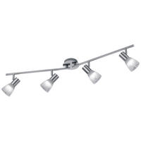 Reality Spotbalken R82231407 nickel matt weiß Metall Glas B/H/T: ca. 90x19x11 cm E14 4 Brennstellen Visto - weiß/nickel matt (90,00/19,00/11,00cm) - Reality