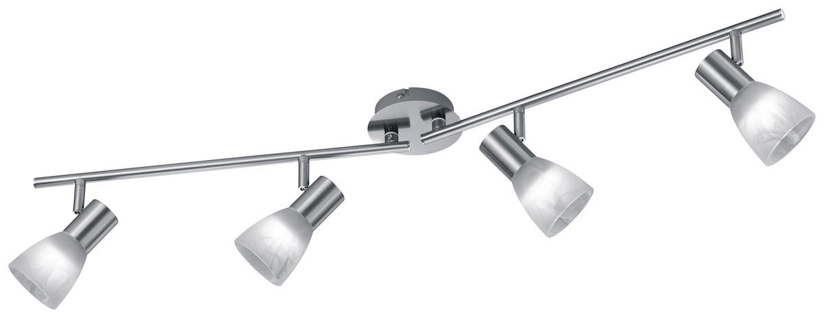 Reality Spotbalken R82231407 nickel matt weiß Metall Glas B/H/T: ca. 90x19x11 cm E14 4 Brennstellen Visto - weiß/nickel matt (90,00/19,00/11,00cm) - Reality