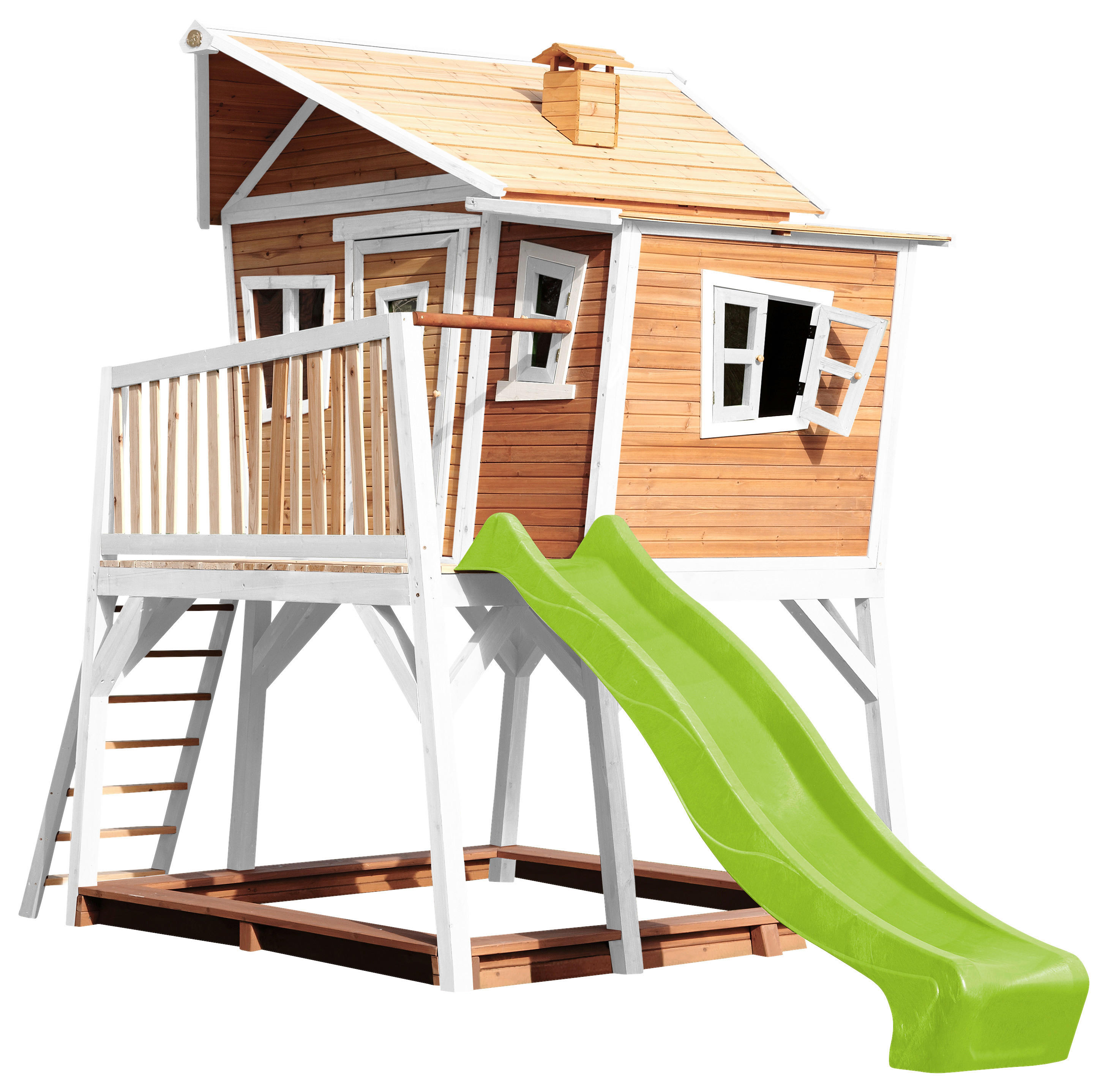 AXI Spielhaus Max braun B/H/L: ca. 432x288x193 cm Max - braun/weiß (193,00/432,00/288,00cm) - AXI