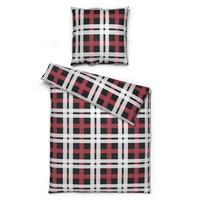 Microfaser Bettwäsche Fleece Bettwäsche_Fleece Karos 135x200cm - weiß/rot (135,00/200,00cm)