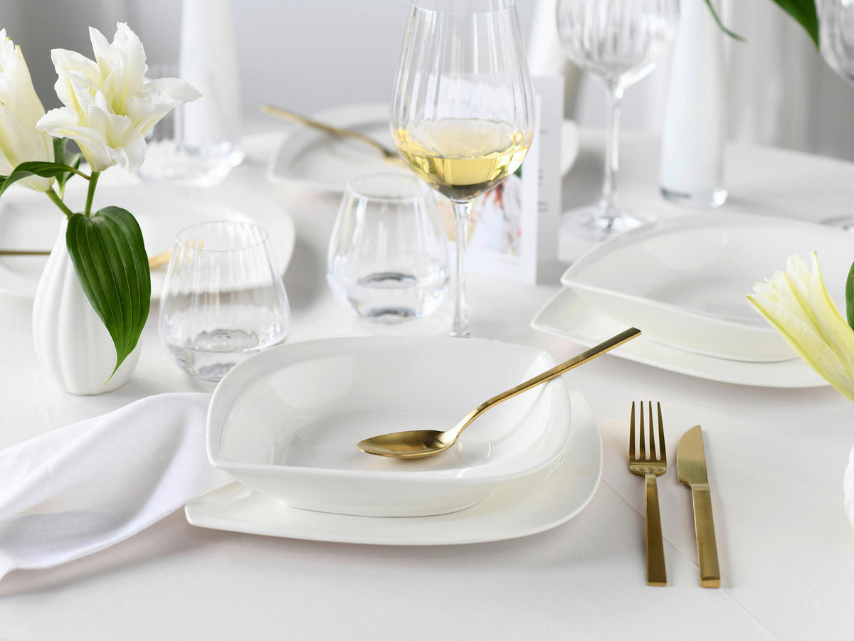 CreaTable Kombiservice Melbourne weiß Porzellan 16 tlg. Melbourne - weiß - CreaTable