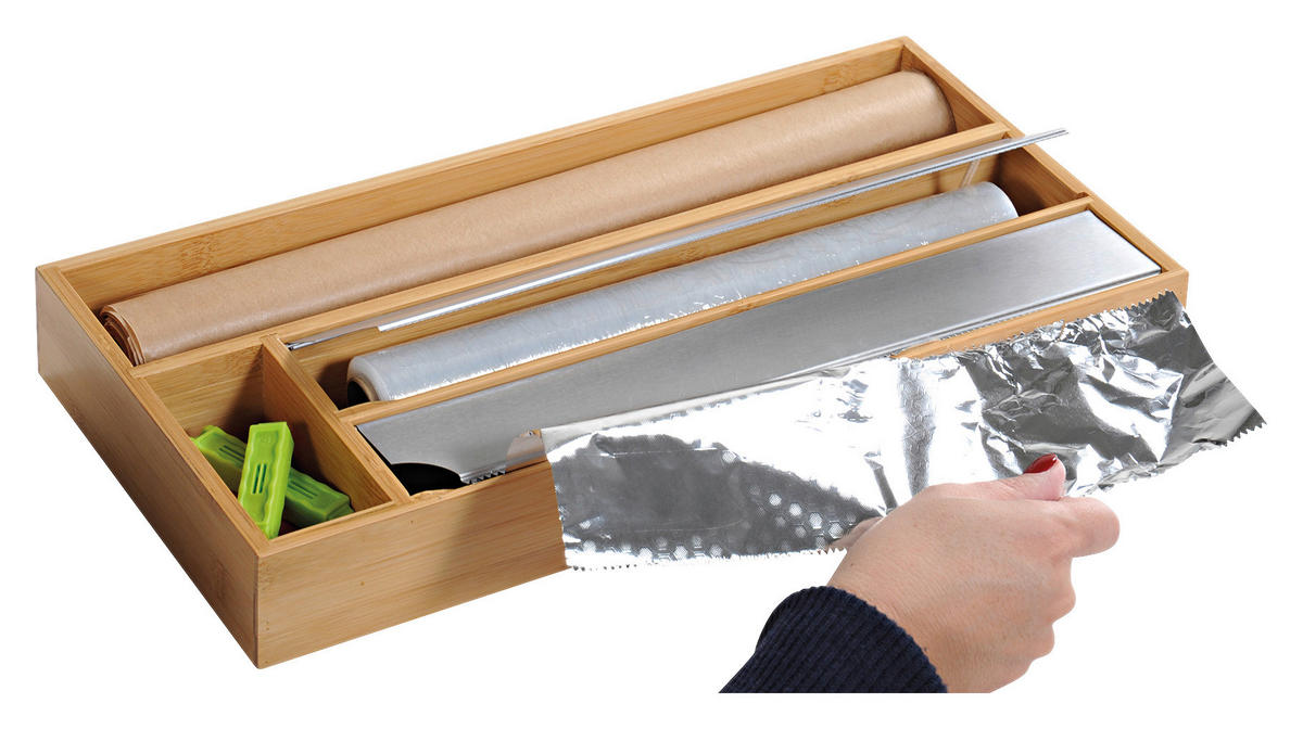 Kesper Folienspender natur Bambus B/H/L: ca. 19x5,4x42 cm Folienspender - natur (42,00/19,00/5,40cm) - Kesper