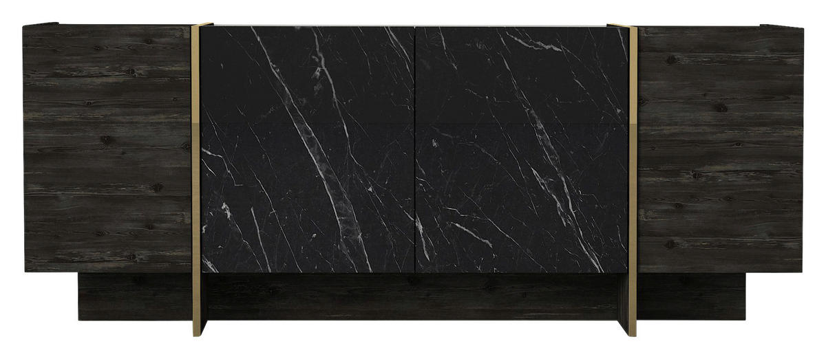 Sideboard Rebab Rebab braun dunkelgrau Marmoroptik B/H/T: ca. 180x75,5x46,6 cm Rebab - Marmoroptik/dunkelgrau (180,00/75,50/46,60cm) - moebel17