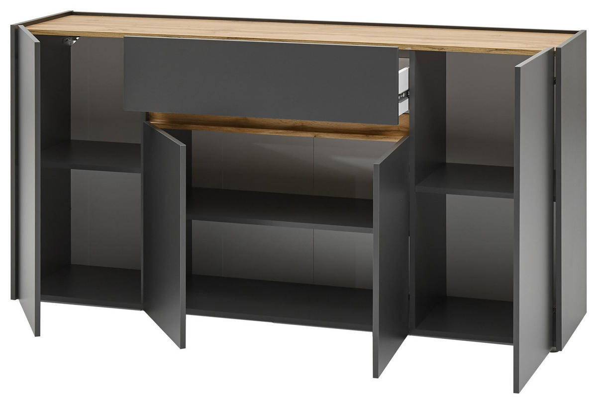 Sideboard City Eiche Wotan Nachbildung anthrazit B/H/T: ca. 170x84x40 cm City - Eiche/anthrazit (170,00/84,00/40,00cm)