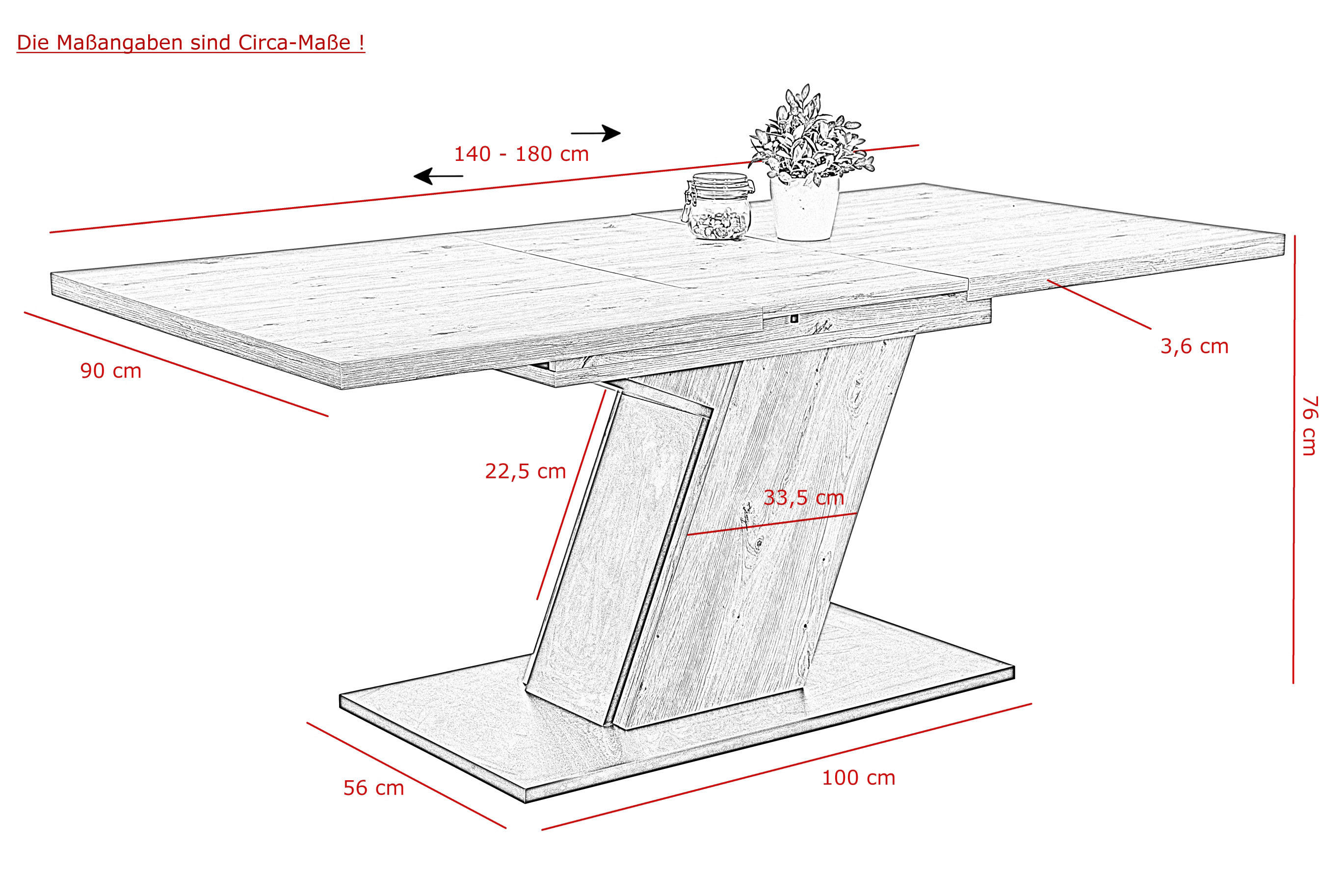 Essgruppe Luise Eiche anthrazit Holzwerkstoff B/H/T: ca. 180x76x90 cm Luise - Eiche/anthrazit (180,00/76,00/90,00cm) - Hela