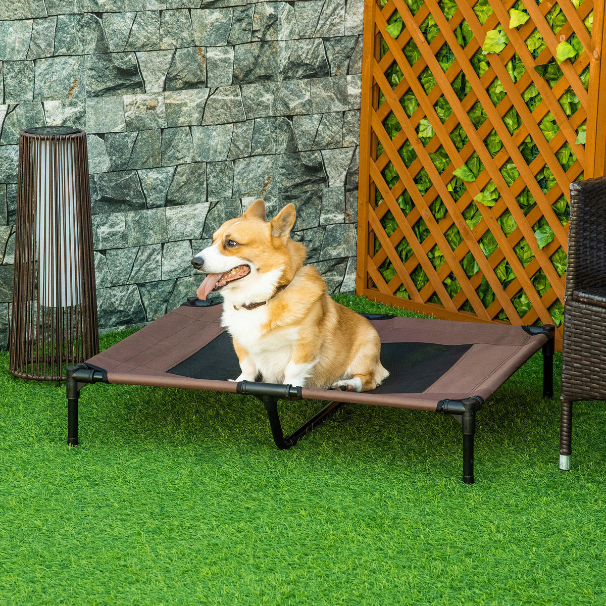 PawHut Hunde-Zubehör braun Polypropylen B/H/L: ca. 76x92x18 cm Hundeliege - braun (18,00/76,00/92,00cm) - PawHut