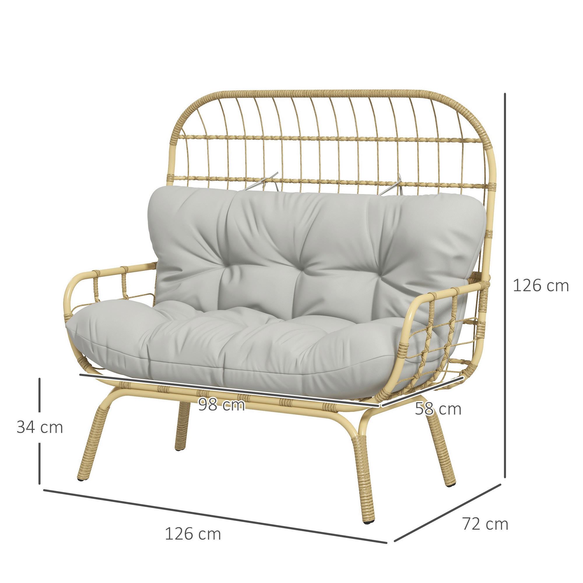 Outsunny Gartensofa hellgrau Polypropyle...