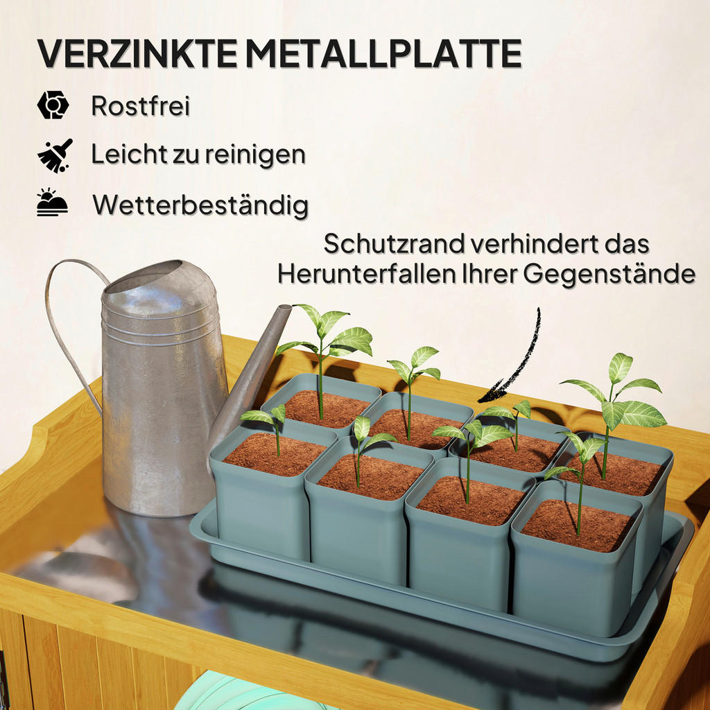 Thumbnail - Outsunny Gartenschrank gelb Metall B/H/L: ca. 40x98,5x65,5 cm