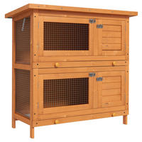 PawHut Kleintierstall grün Holz B/H/L: ca. 45x90x90 cm Kleintierstall - gelb/grün (90,00/45,00/90,00cm) - PawHut
