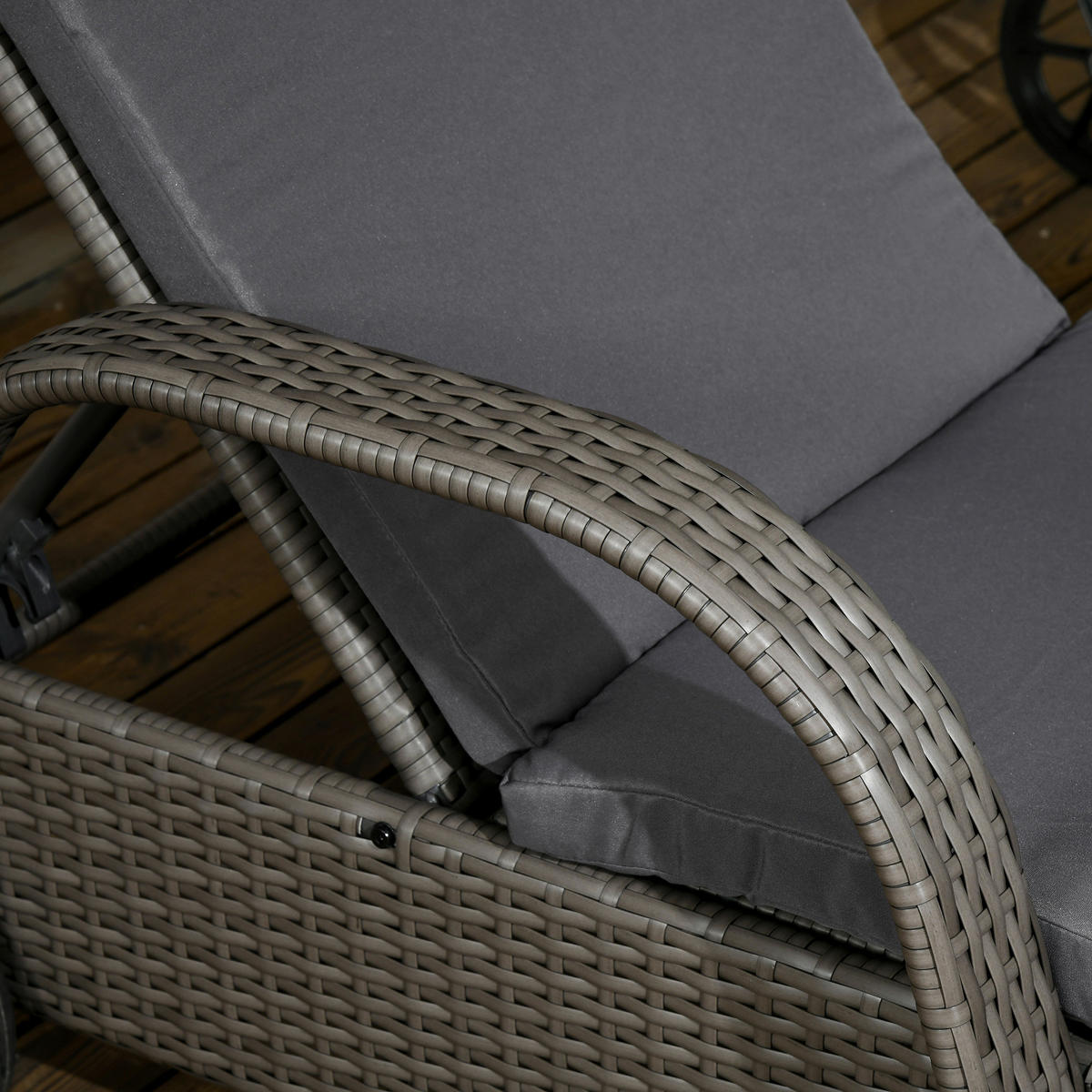 Outsunny Gartenliege 2er Set dunkelgrau Glas B/H/L: ca. 73x103x200 cm Gartenliege 2er Set - dunkelgrau/grau (200,00/73,00/103,00cm) - Outsunny