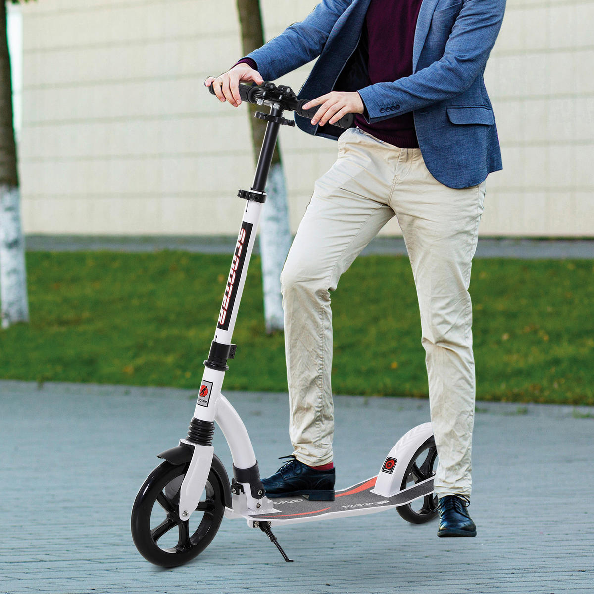 HOMCOM Tretroller weiß B/H/L: ca. 37,5x101,5x92,5 cm Tretroller - weiß (92,50/37,50/101,50cm) - HOMCOM