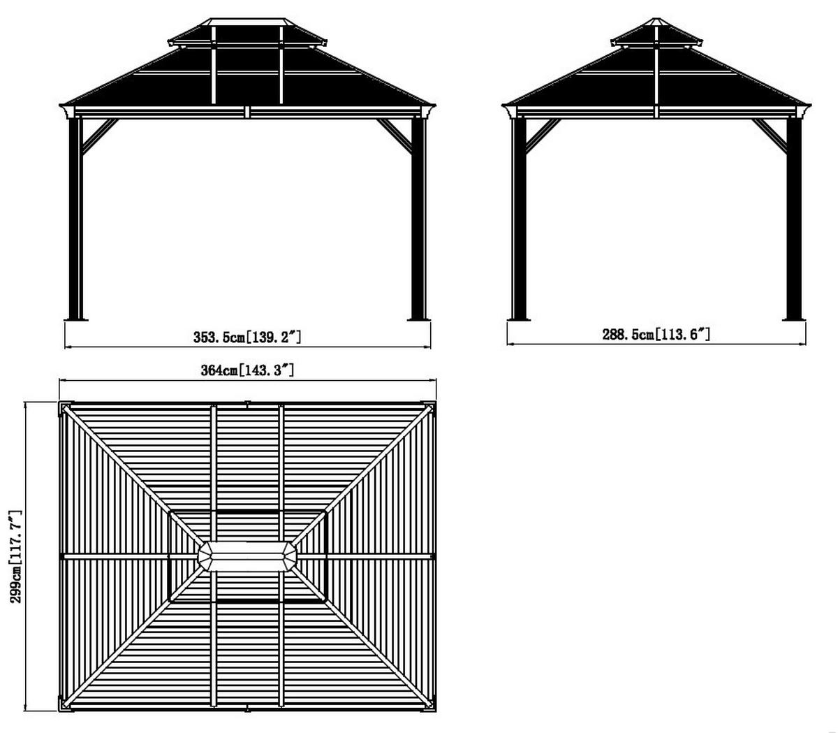 Sojag Pavillon Mykonos edles Basaltgrau Stahl B/H/L: ca. 364x291x299 cm Mykonos - edles Basaltgrau (299,00/364,00/291,00cm) - Sojag