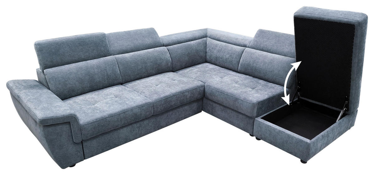 Funktionsecke Duca blaugrau Flachgewebe B/H/T: ca. 267x75x238 cm Duca - blaugrau/schwarz (267,00/75,00/238,00cm)