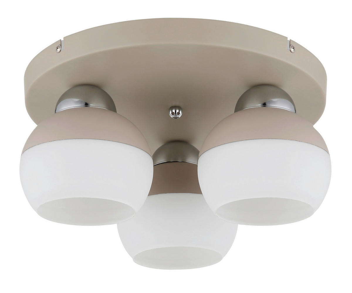 GLOBO Deckenleuchte Opal sand weiß Metall Glas H/D: ca. 15,5x31,5 cm E27 3 Brennstellen RAGUSA - sand/weiß (31,50/15,50cm) - GLOBO