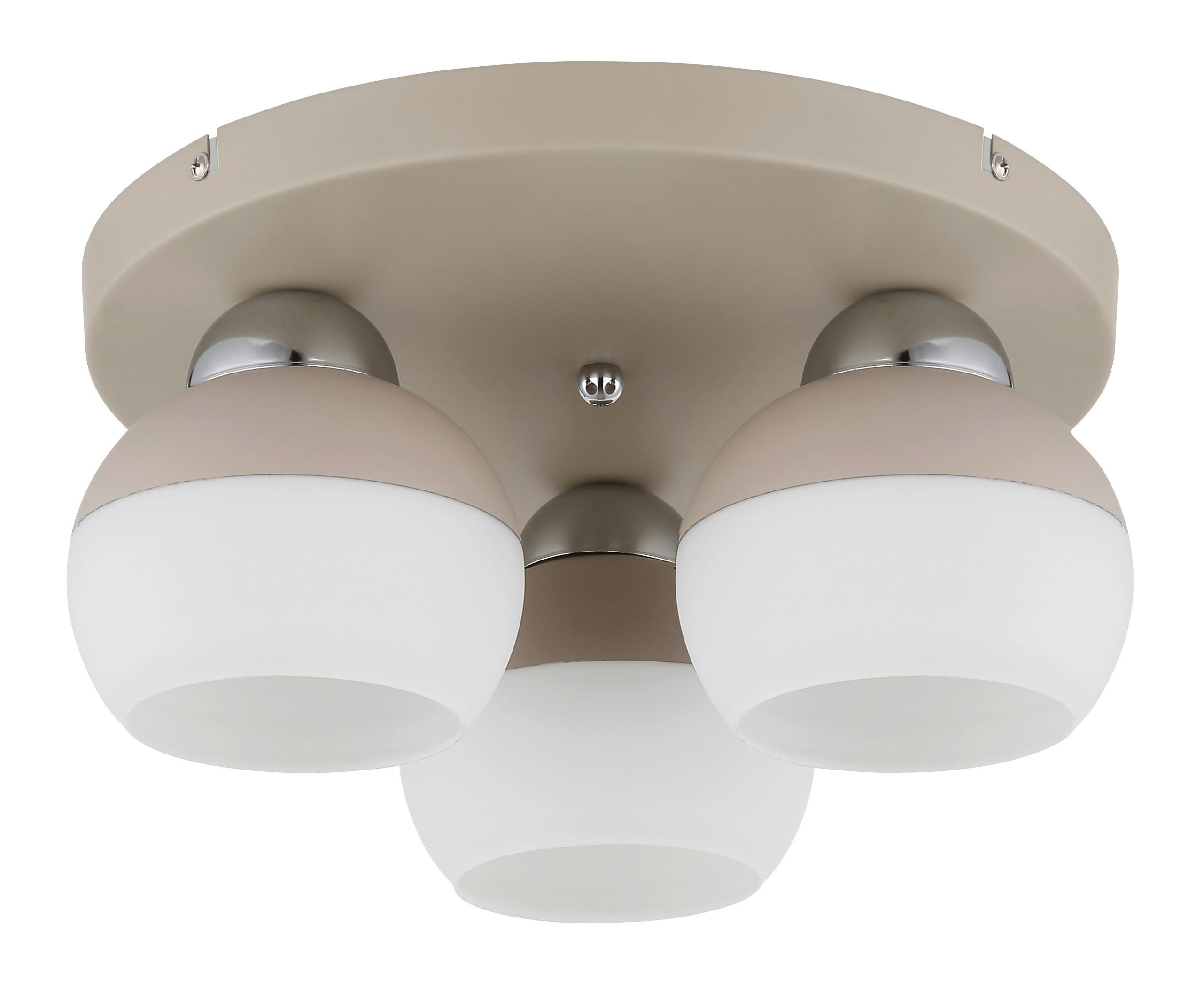 Thumbnail - GLOBO Deckenleuchte Opal sand weiß Metall Glas H/D: ca. 15,5x31,5 cm E27 3 Brennstellen