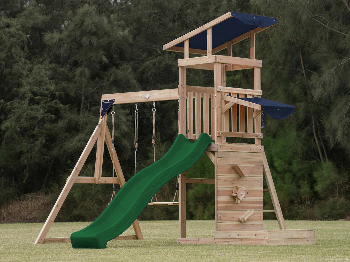 AXI Spielturm Malik braun B/H/L: ca. 345x270x336 cm Malik - braun/grün (336,00/345,00/270,00cm) - AXI