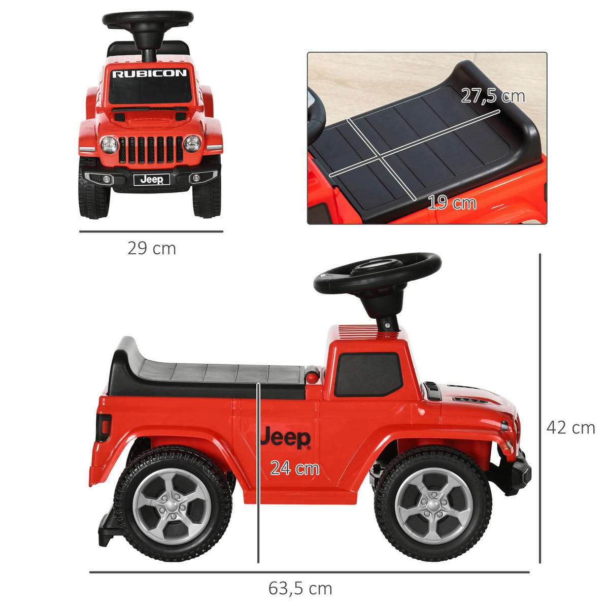 AIYAPLAY Kinder-Rutschauto rot B/H/L: ca. 29x42x63,5 cm Rutschauto - rot (63,50/29,00/42,00cm) - AIYAPLAY