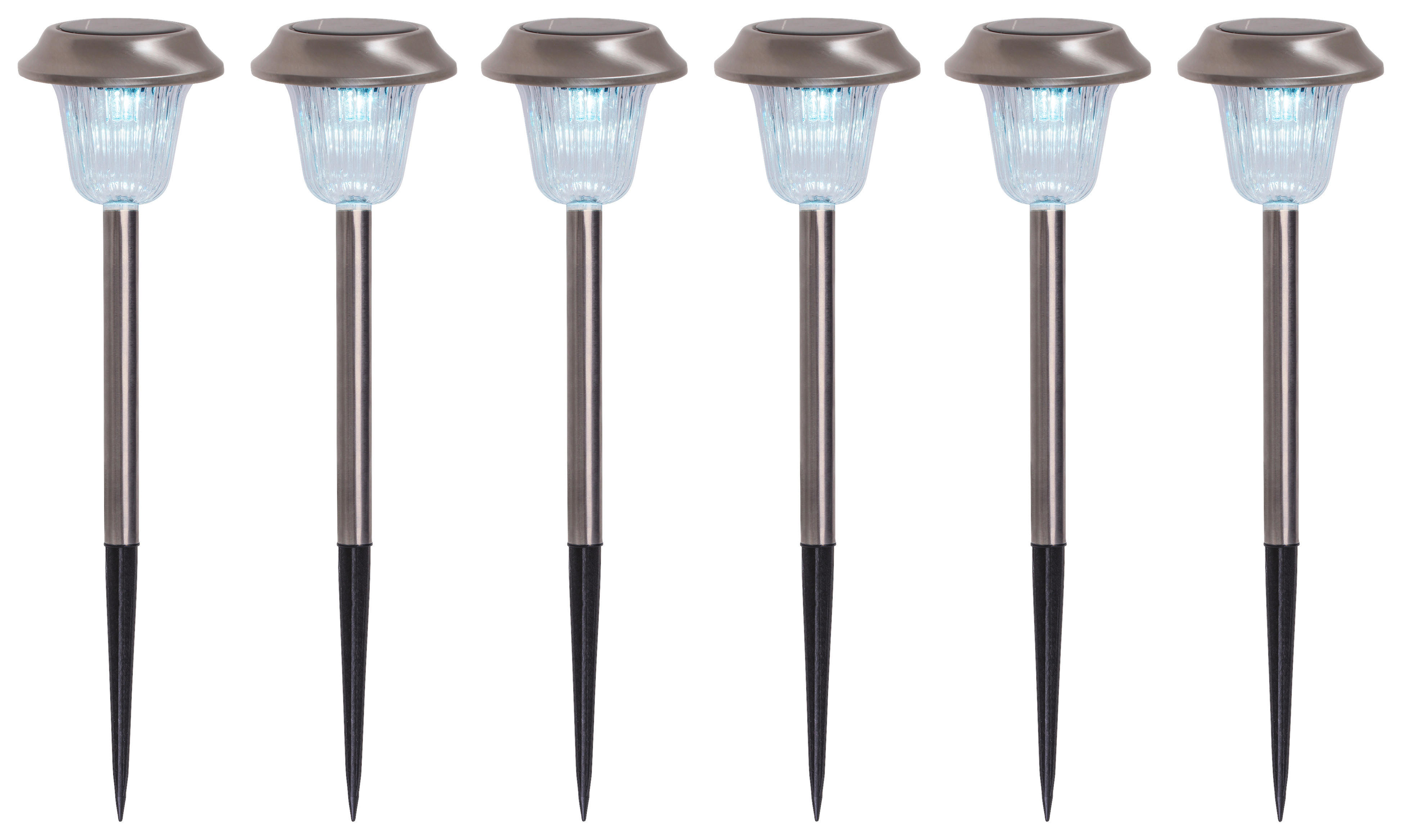 4er Set LED-Außenleuchte 4043306 silber H: ca. 39 cm 4er Set LED Außenleuchte - silber (39,00cm) - Näve Leuchten