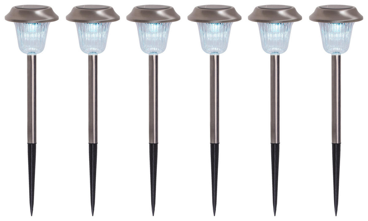 4er Set LED-Außenleuchte 4043306 silber H: ca. 39 cm 4er Set LED Außenleuchte - silber (39,00cm) - Näve Leuchten