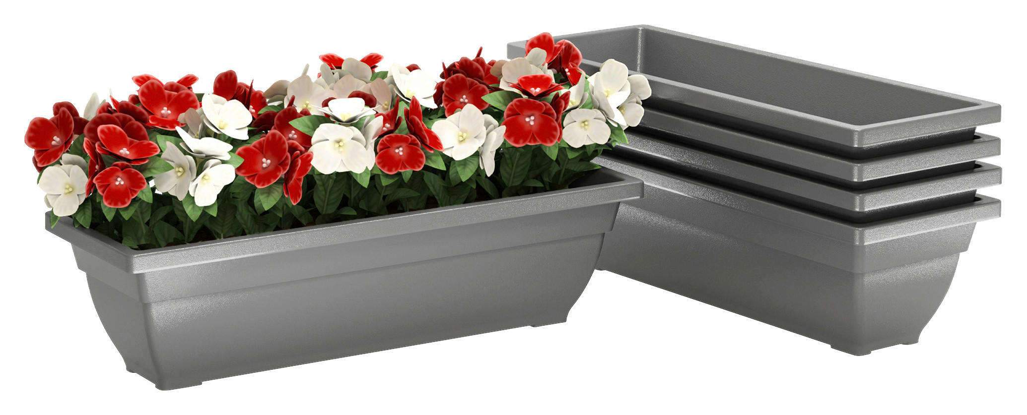 Outsunny Pflanztopf 5er Set grau Kunststoff B/H/L: ca. 21x16x59 cm Pflanztöpfe 5er Set - grau (59,00/21,00/16,00cm) - Outsunny