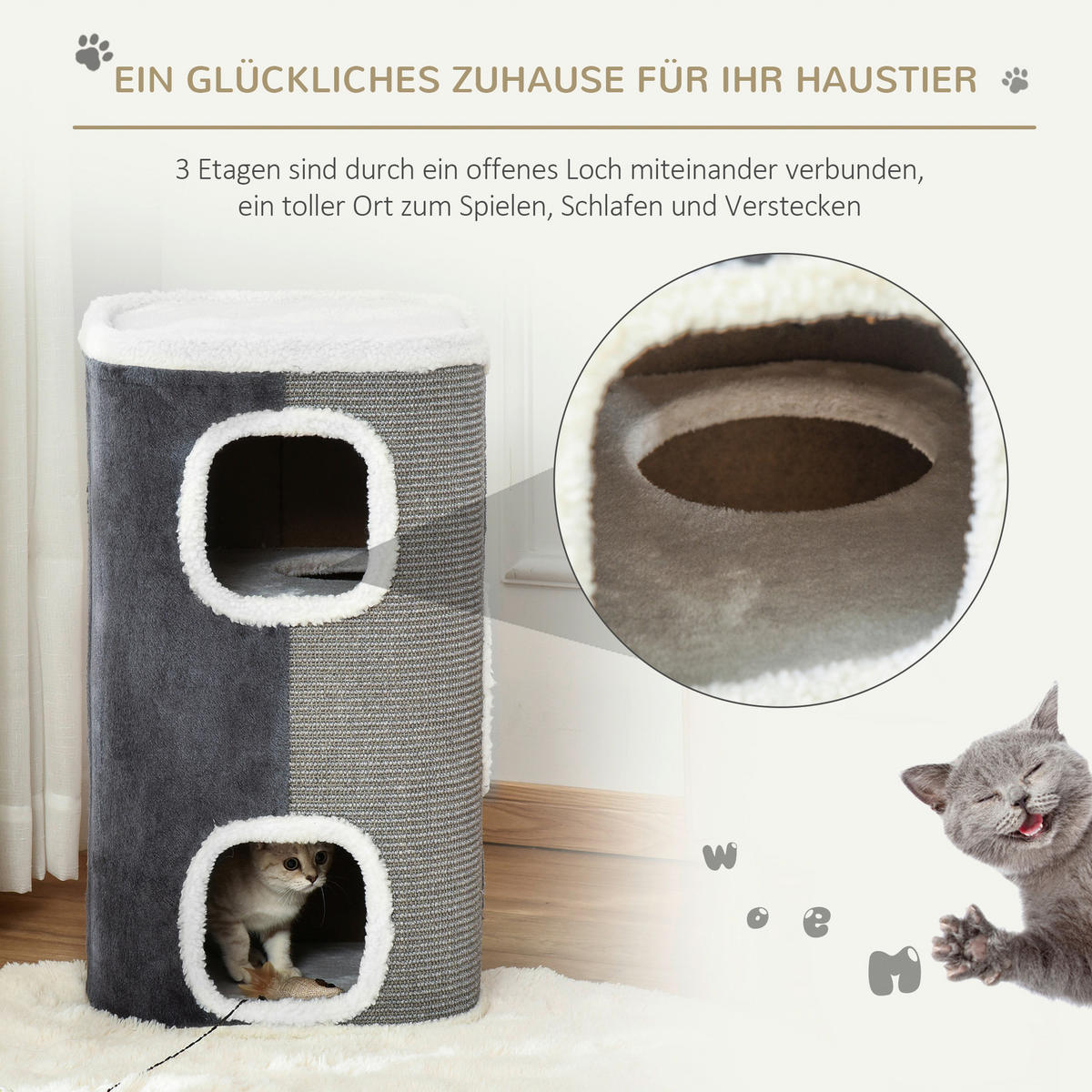PawHut Kratzbaum Kratzbaum - (40,00/40,00/74,00cm) - PawHut