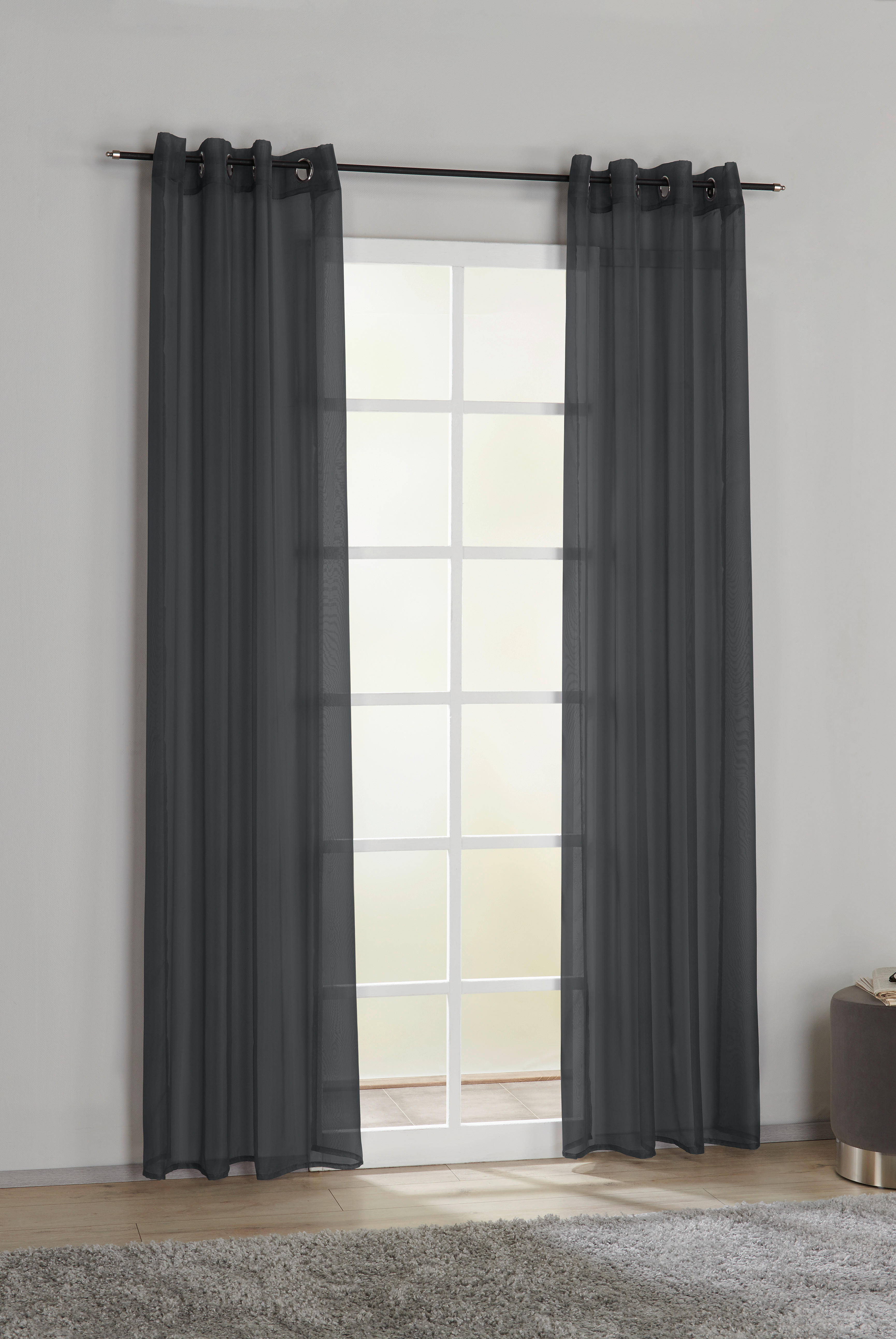 Ösenvorhang Micha schwarz B/L: ca. 135x235 cm Micha - schwarz (135,00/235,00cm) - POCOline