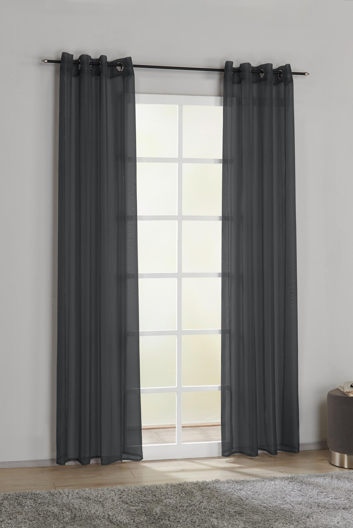 Ösenvorhang Micha schwarz B/L: ca. 135x235 cm Micha - schwarz (135,00/235,00cm) - POCOline