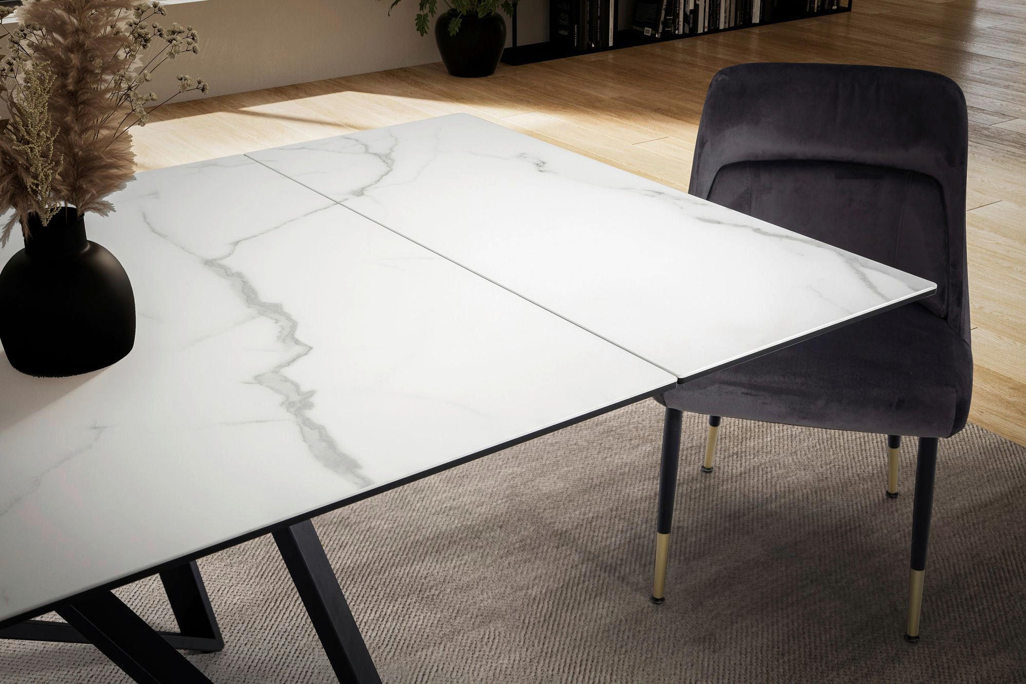 Esstisch weiß Marmor Optik B/H/T: ca. 180x76x95 cm Esszimmertisch - weiß (180,00/76,00/95,00cm) - Wohnling