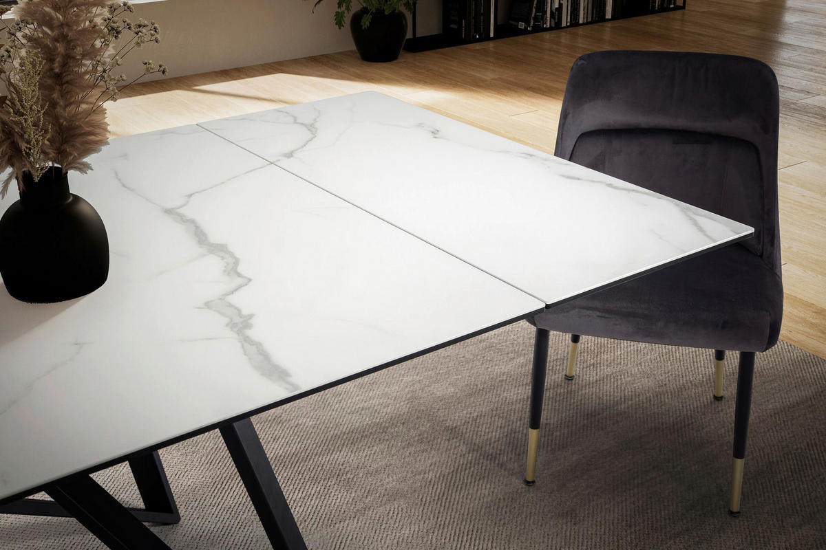 Esstisch weiß Marmor Optik B/H/T: ca. 180x76x95 cm Esszimmertisch - weiß (180,00/76,00/95,00cm) - Wohnling
