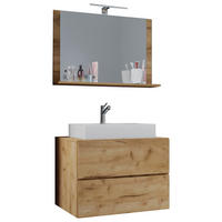 Waschplatz 3tlg-Lendas weiß Eiche Honig Nachbildung B/H/T: ca. 60x52x52 cm 3tlg-Lendas - Eiche/weiß (60,00/52,00/52,00cm) - VCM Möbel