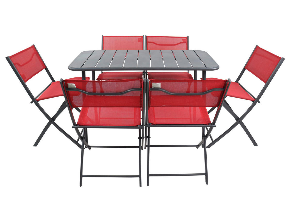 VCM Gartensitzgruppe Sumila rot Stahl B/H/L: ca. 45x79x46 cm Sumila - rot (46,00/45,00/79,00cm) - VCM