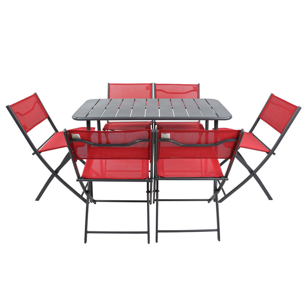 Thumbnail - VCM Gartensitzgruppe Sumila rot Stahl B/H/L: ca. 45x79x46 cm