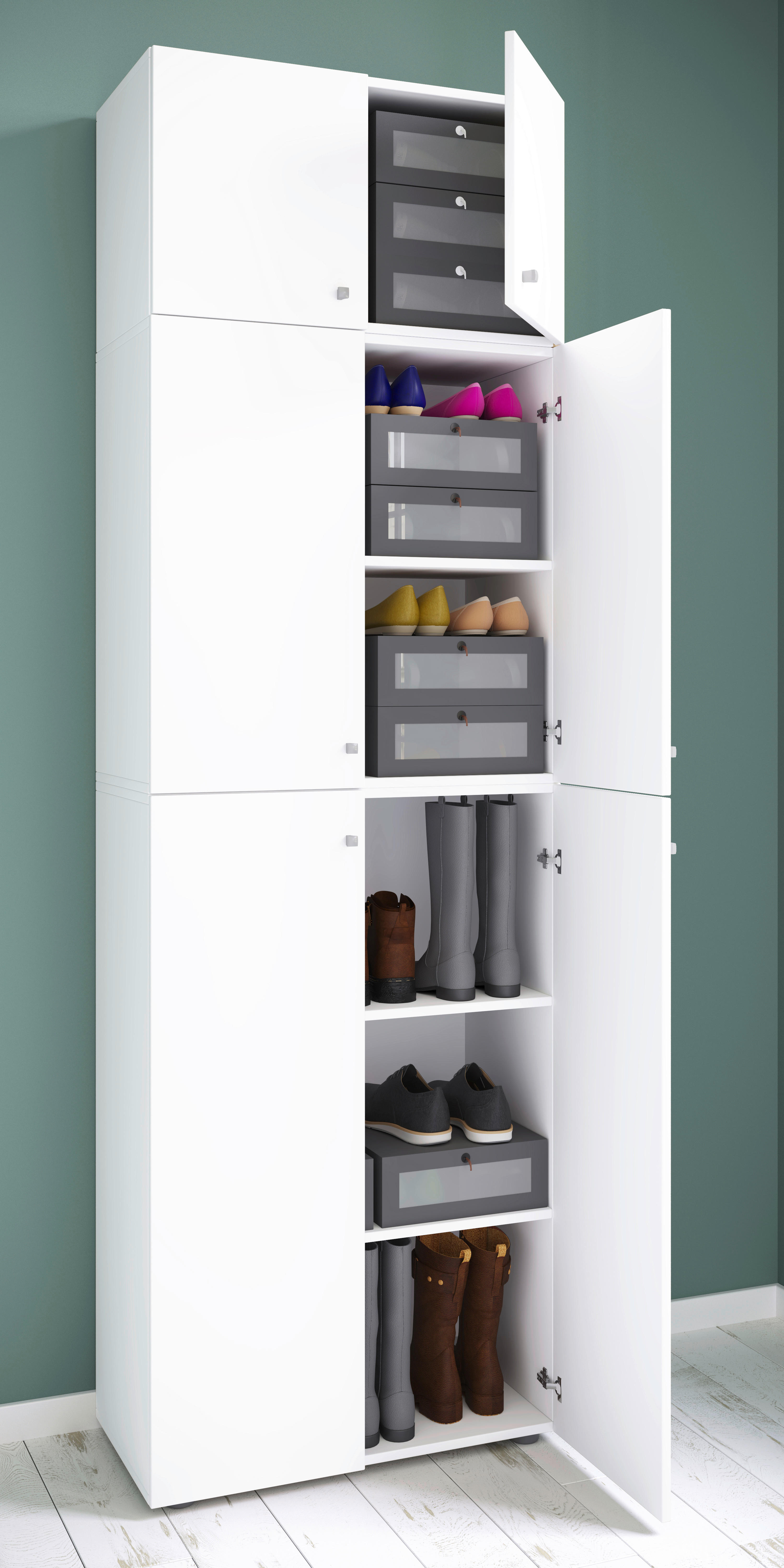 Schuhschrank Lona weiß B/H/T: ca. 70x223x39 cm Lona - weiß (70,00/223,00/39,00cm) - VCM Möbel