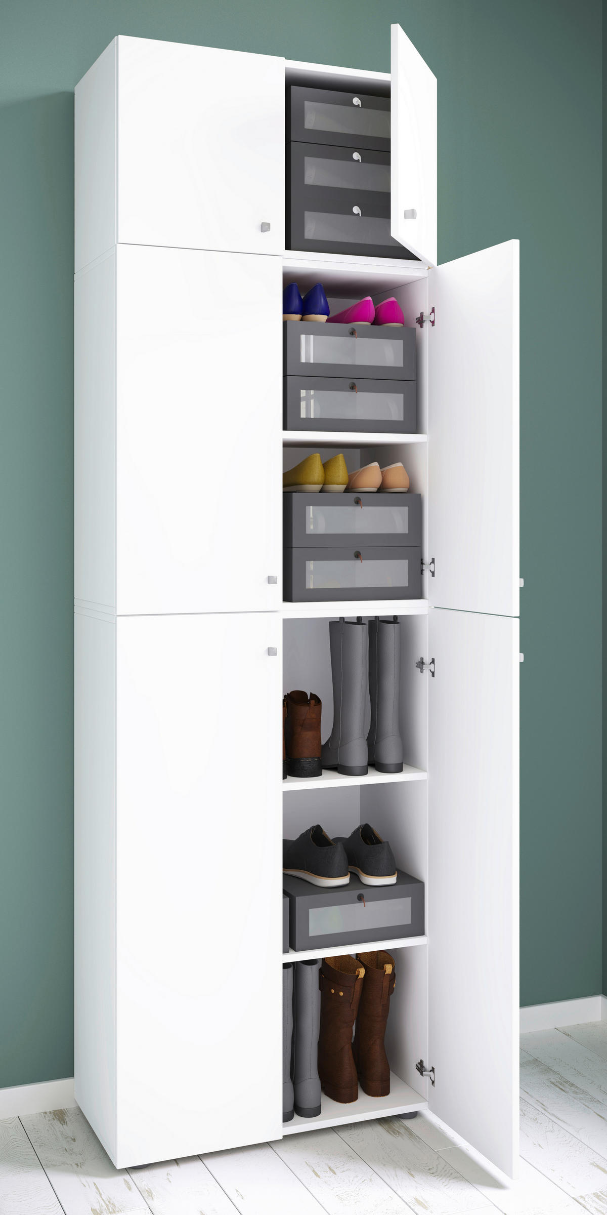 Schuhschrank Lona weiß B/H/T: ca. 70x223x39 cm Lona - weiß (70,00/223,00/39,00cm) - VCM Möbel
