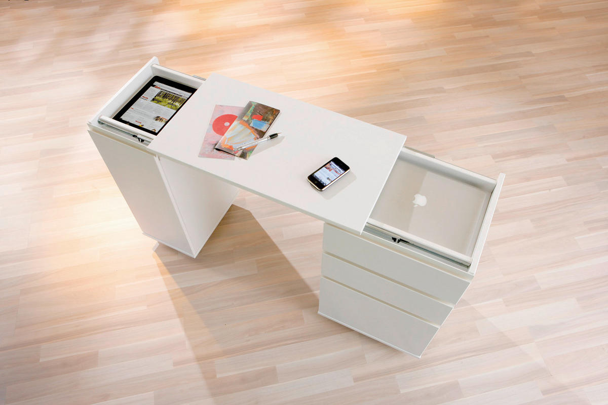 Schreibtisch Laptop Office weiß B/H/T: ca. 66x72x37 cm Laptop Office - weiß (66,00/72,00/37,00cm) - Inter Link