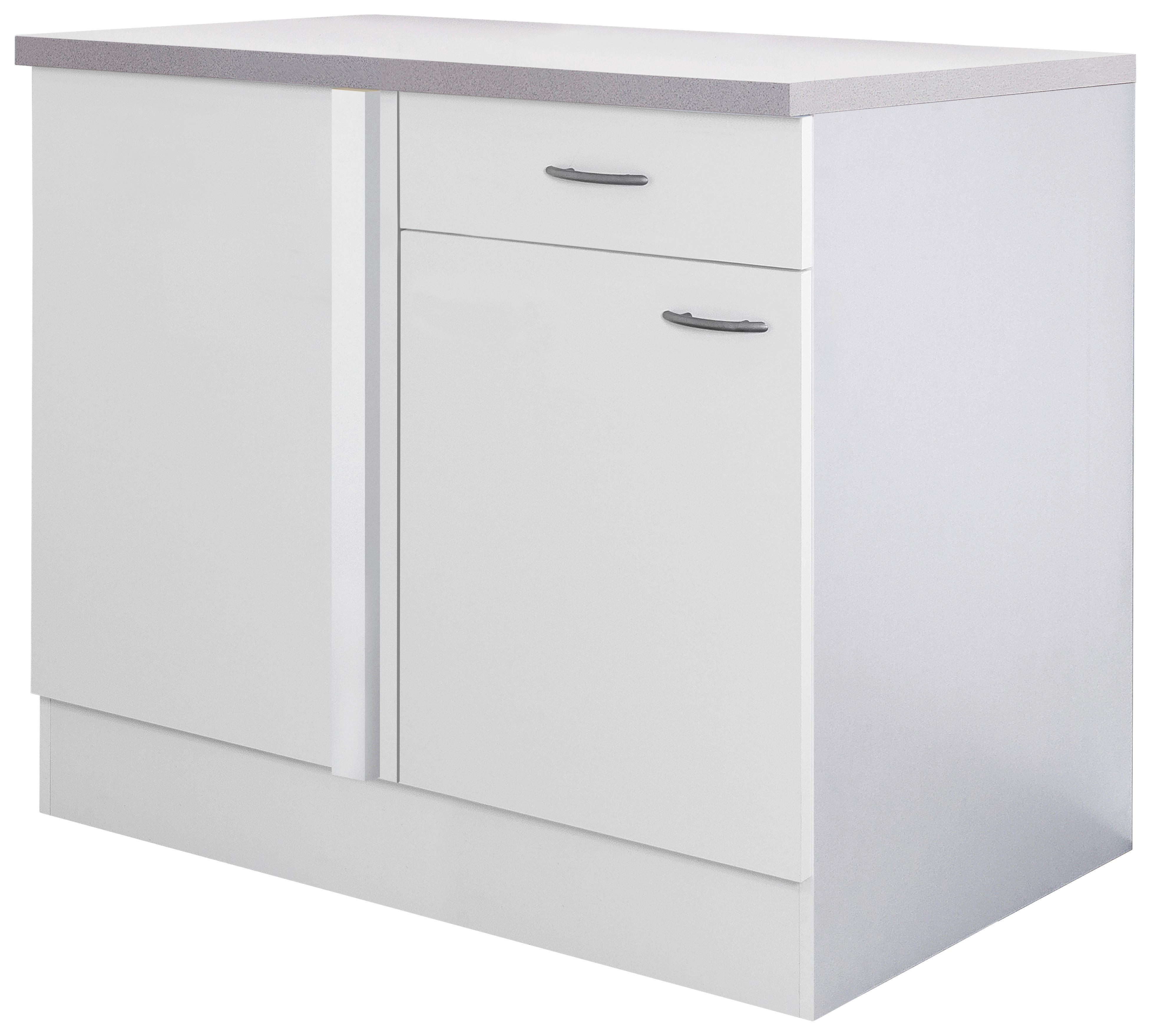 Eckunterschrank Wito weiß B/H/T: ca. 110x85x60 cm Wito - weiß/Edelstahl (110,00/85,00/60,00cm) - Flex-Well