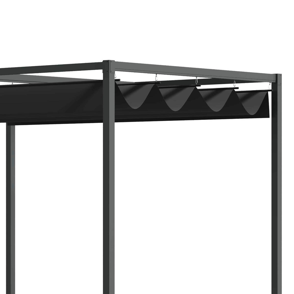 Outsunny Pergola mit Schiebedach schwarz Metall B/H/L: ca. 213x221x298 cm Pergola_mit_Schiebedach - schwarz (298,00/213,00/221,00cm) - Outsunny